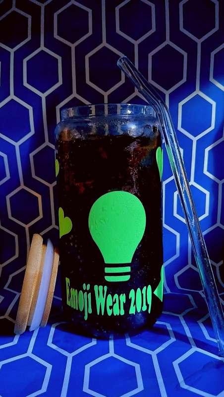 Glow-In-The-Dark Tumbler Glass with Glass Straw [Party Glass]