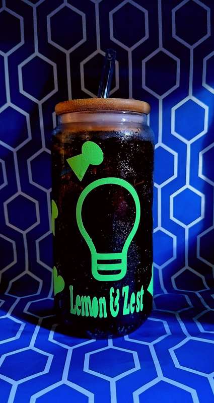 Glow-In-The-Dark Tumbler Glass with Glass Straw [Party Glass]