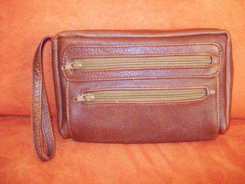 OWEN tan man's genuine leather wrist bag