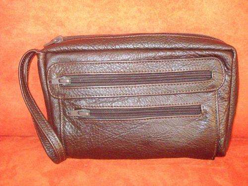 OWEN medium brown man's genuine leather wrist bag