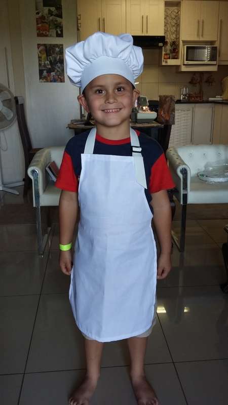 childrens embroidered apron and chefs hat