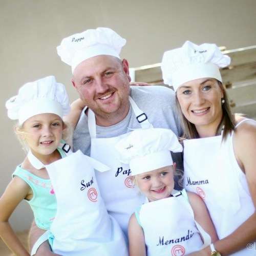 childrens embroidered apron and chefs hat