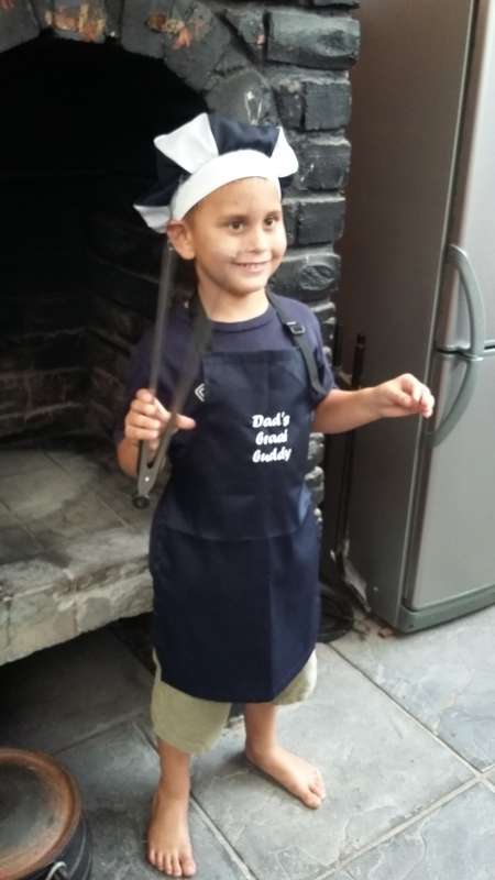 childrens embroidered apron and chefs hat