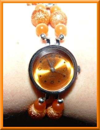 Ladies Quartz Watch with Cats Eye and Sugercoated Beads