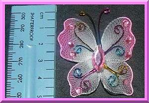 Stunning Pink Butterfly with Rhinestones (Set of 4)
