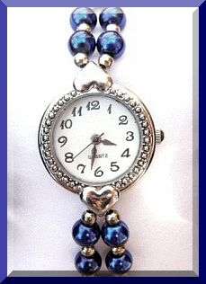 Ladies Quartz Watch with Glass Pearls and Diamante Detail