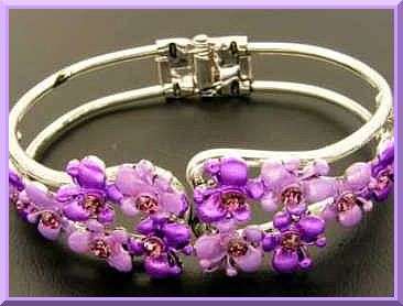 Pretty Purple Enamel Flower & Crystal Bracelet