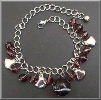 Charming Bracelet with Purple beads and Charms