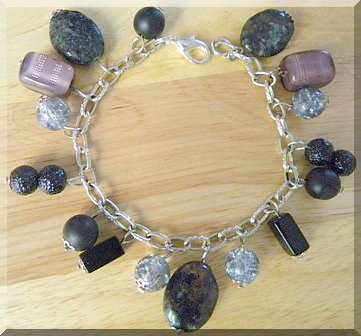 Tones of Black Beaded Charm Bracelet