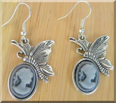 Cameo and Butterfly Earrings