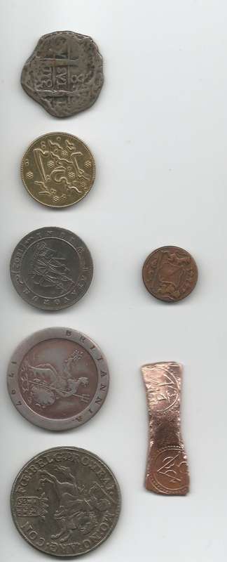 INCOMPLETE SET 7X VAN RIEBEECK REPLICA COINS( SHORT 5 COINS)