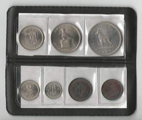 SET OF 7 1964-1970 RHODESIAN COINS IN BLACK WALLET AS ISSUED