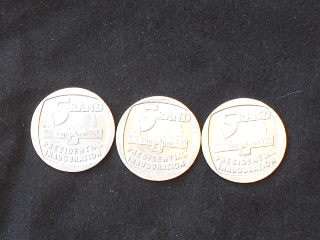 3X R5 INAUGURATION1994 COINS CIRCULATED  STILL FAIR COND