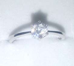Genuine Cubic Solitaire Genuine Silver Ring