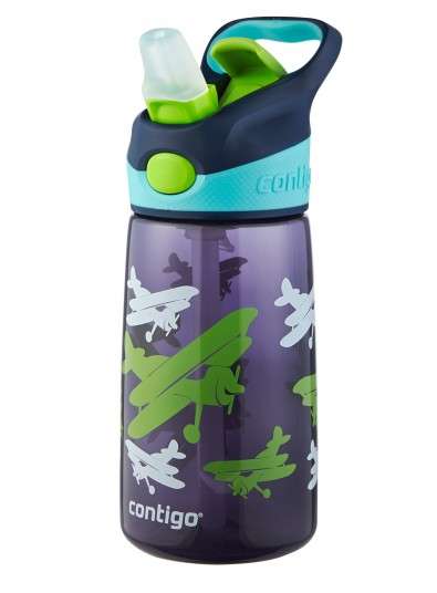RARE!! Spill-proof Contigo Autospout Kids Bottle, 400ml, Navy Planes
