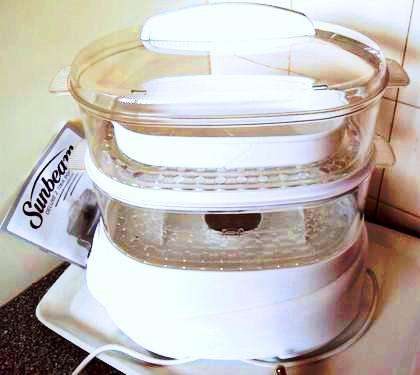 SUNBEAM DELUXE 2 TIER FOOD STEAMER MODEL NO: SUN 0057A