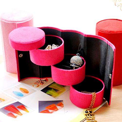 Shocking pink Cylindrical jewellery display unit