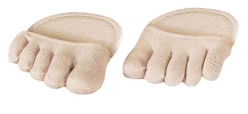 1 Pair Toe Socks with Soft Foot Pad for Comfort and Relief - Beige. Size 4-7 adult