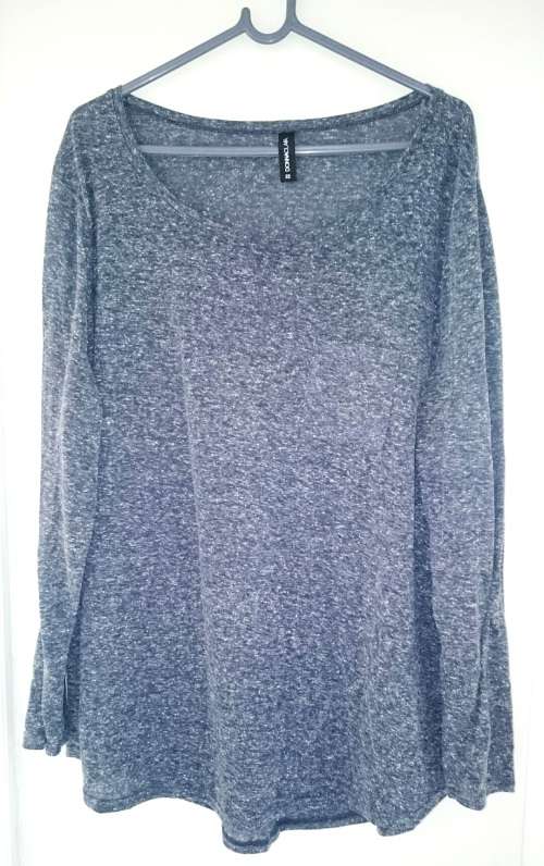 DONNA CLAIRE - PLUS Size 22/46 - Soft & Flowy Blue/Grey Thin Longsleeve Top