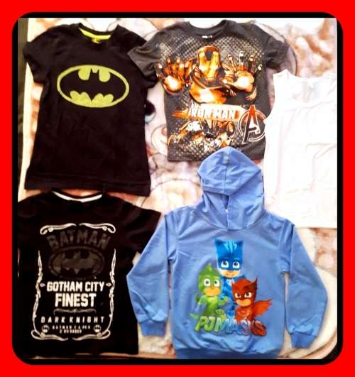 LOT SALE! Boys Clothing, 5pcs Character Hero shirts. Sizes 7-8