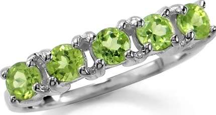 1.00ct. 5-Stone Natural Peridot 925 Sterling Silver Ring *PLUS lucky draw entry