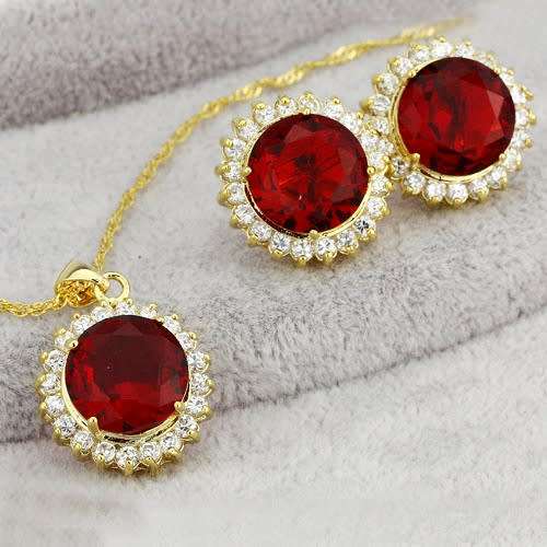 Noble Red Shining Gold Plated Lady Jewelry Set