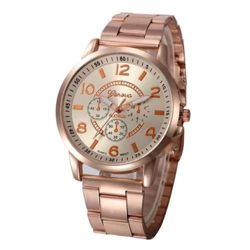 Rose Goldtone Geneva Platinum Movement Quartz Wristwatch Watch Battery Included