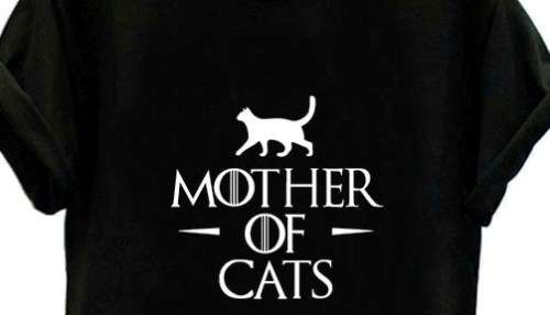 FUN Tshirts: Mother of Cats. Cotton. Black. Available in Size 18/42, 16/40, 14/38, 12/36, 10/34