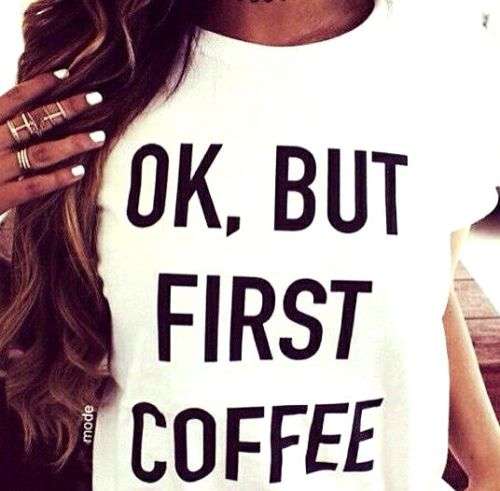 FUN Tshirts: OK, COFFEE. Cotton. White. Available in Size 18/42, 16/40, 14/38, 12/36, 10/34