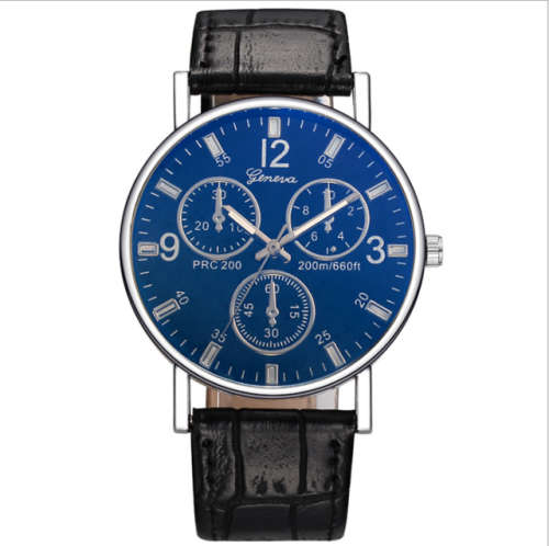 GENEVA Analog Quartz Watch Faux Chronograph - Black & Blue