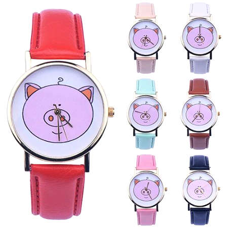 FUN WATCH: "Little Piggy" Faux Leather Wristwatch - Pick a Color
