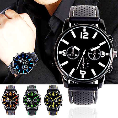 Mens Watch Silicone Straps Faux Chronograph - Pick a Color