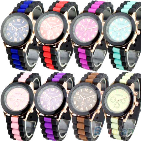 Quartz Watch Faux Chronograph Geneva Silicone - Pick a Color
