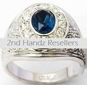 Factory Reject - New 2.27ctw Blue and White CZ 18krgp Ring - Size 8 / Q / 18mm