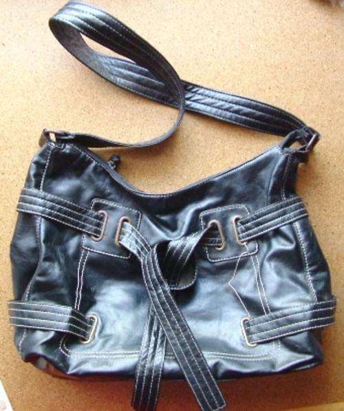Black Faux Leather Handbag