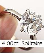 Size 7 / O - Ladies 4.00ct Sim Diamond Solitaire Ring clad in 18k White Gold