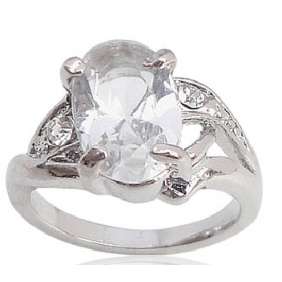 Size 5 / L - Brand New Sim Diamond Cocktail Ring clad in 18k White Gold