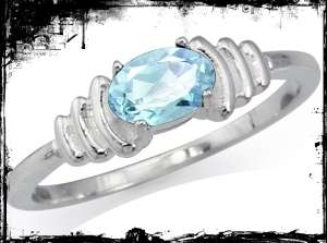 Natural Blue Topaz 925 Sterling Silver Solitaire Ring, Size 9 R