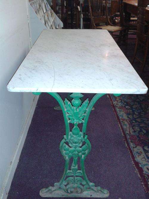 Marble and Cast Iron Table, Victorian. Multipurpose Garden or Patio Table
