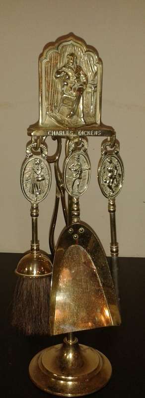 Fireside Hearthside Brass Fireplace Companion Set of Fire Irons or Tools (Charles Dickens) Circa 192