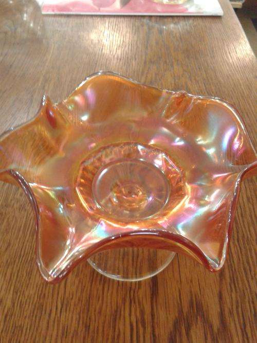 Marigold Carnival Glass Tazza C1920