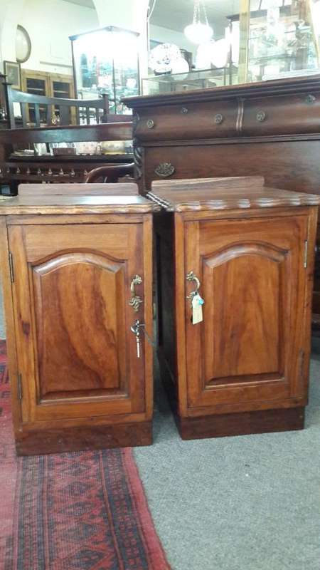 Pair Of Kiaat Wood Bedside Cabinets/Tables