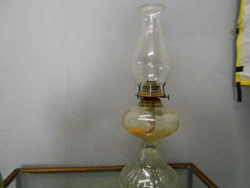 Vintage Clear Glass Hurricane Oil Lamp