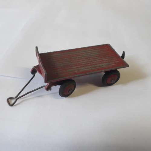 DINKY 25c TRAILER, RED IN PLAYWORN CONDITION, NO BOX