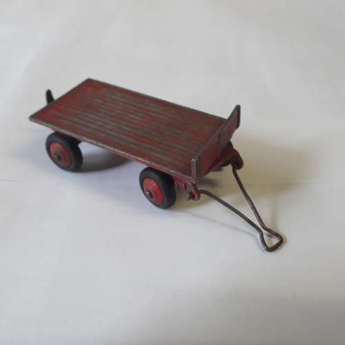 DINKY 25c TRAILER, RED IN PLAYWORN CONDITION, NO BOX