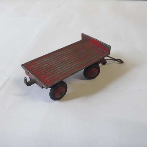 DINKY 25c TRAILER, RED IN PLAYWORN CONDITION, NO BOX