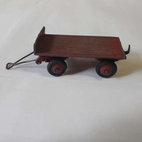 DINKY 25c TRAILER, RED IN PLAYWORN CONDITION, NO BOX