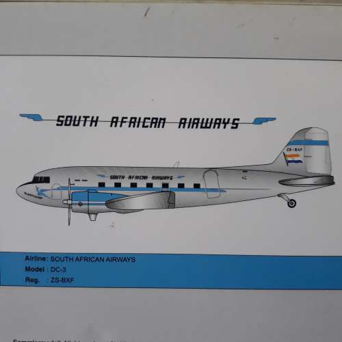 SOUTH AFRICAN AIRWAYS, DAKOTA ZS-BXF "KLAPPERKOP" 1948 , 1/200, DIE-CAST