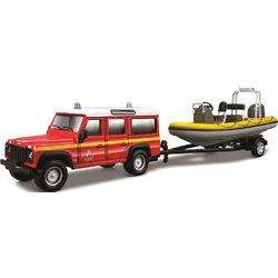 Land Rover 110, Emergncy, with Yellow Boat, Bburago, Die-Cast with Plastic Parts, 1:50, New in Box