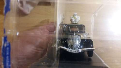 XO DIECAST MODEL *** MICHELIN - PEUGEOT 202 CAR - BLACK *** PLASTIC STYLE BOX, BOX WORN